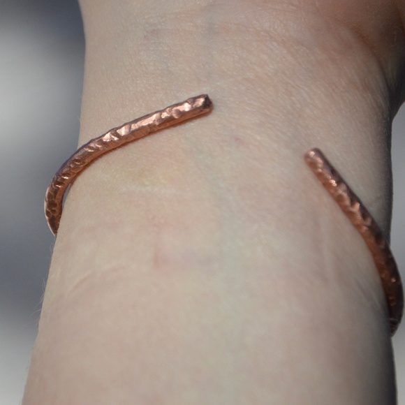 Natural Green Sea Glass Pure Copper Cuff Bracelet Boho Handmade Rustic Gift - Picture 8 of 8